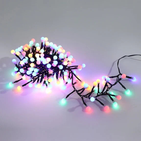 300 LED Connectable Cluster String Light with Cherry Balls - Multicolour / Dark