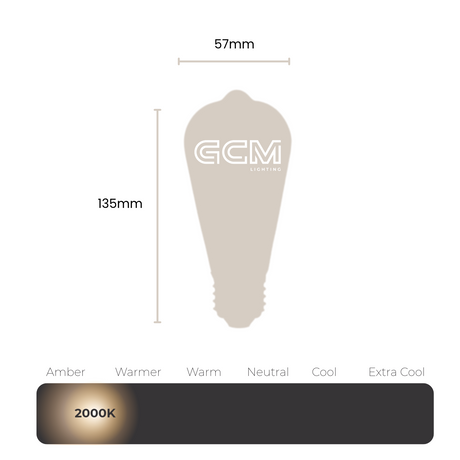 Pear ST57 Carbon Filament Globe - E27 - Extra Warm 2000K