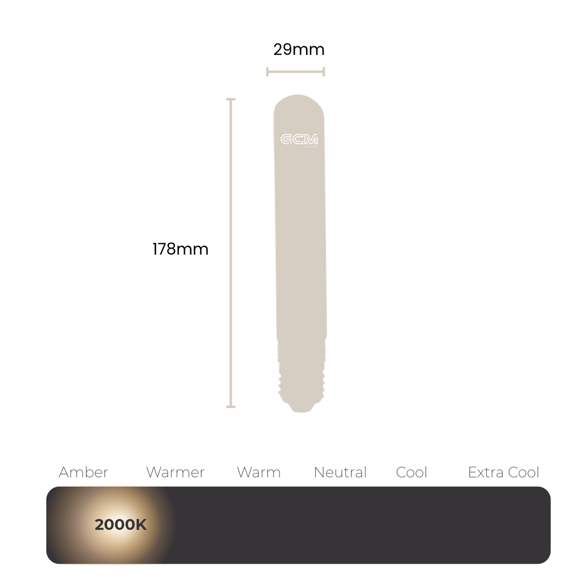 Tubular T9 Carbon Filament Globe - E27 - Extra Warm 2000K
