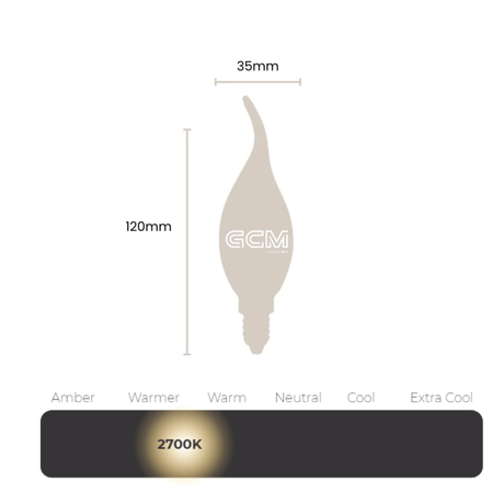 Candle E14 Flame Look Globe - warm white
