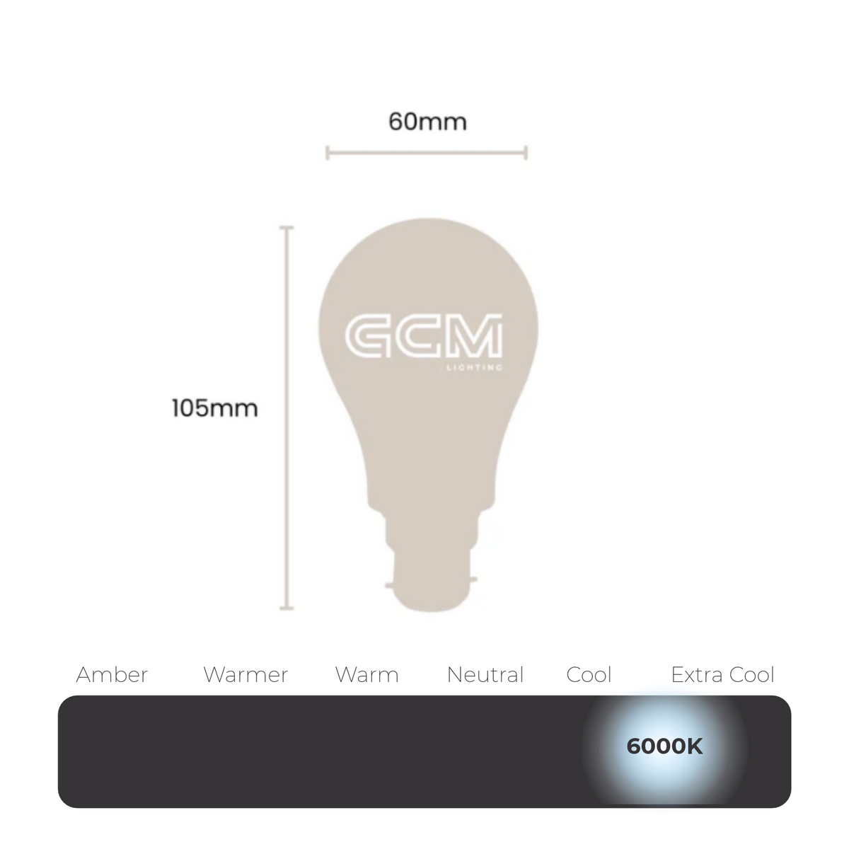 A60 GLS LED B22 - Clear Globe - Cool Daylight