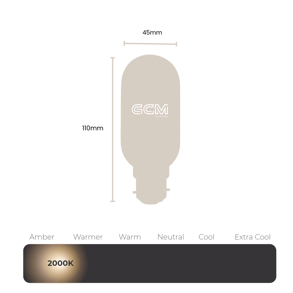Tubular T45 Carbon Filament Globe - B22 - Extra Warm 2000K