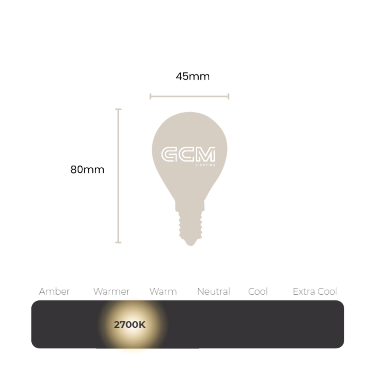 Fancy Round 4W E12 LED Frost Globe - 2700K - Warmer White