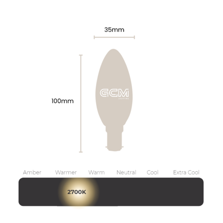 Candle B15 Globe - Clear - Warm White 2700K - 5.5W