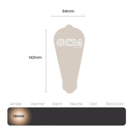 ST64 Pear E27 Vintage Decorative LED Filament Style Globe - Amber