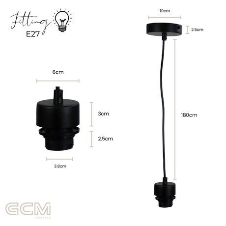 Suspension Kit Black - E27 - 180cm