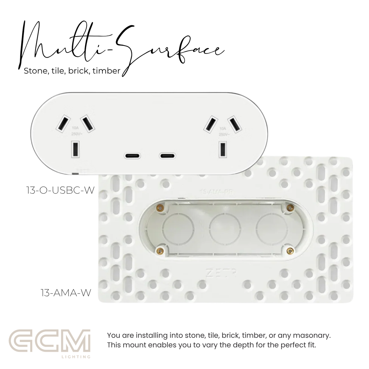 ZETR - 13 / Flush - Matte White Double Outlet USBC