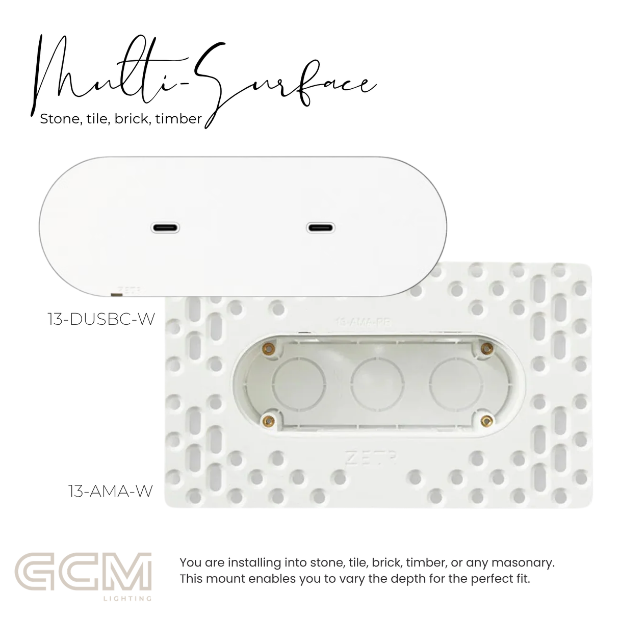 ZETR - 13 / Flush - Matte White Dual USBC Module