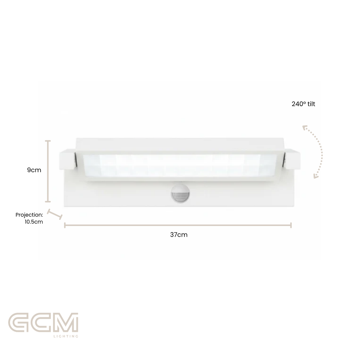 Adjustable LED Floodlight - White with Sensor