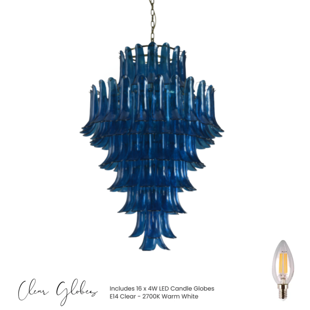 Josephine Peacock Blue Chandelier - Large