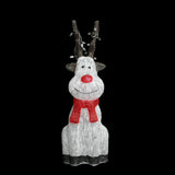 Acrylic Sitting Red Nose Reindeer with Christmas Lights - H90cm