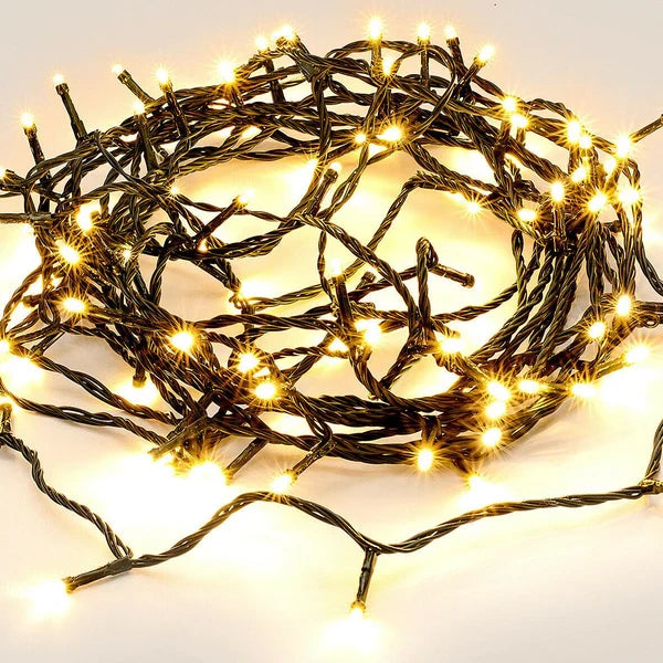 520 LED Connectable Fairy Light Chain Dark Green Cable - Warm White