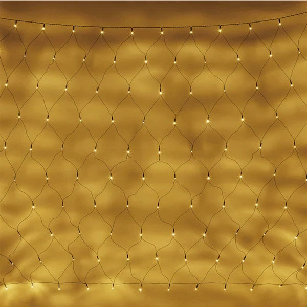 Dual Power Solar 160 LED Connectable Net Light - Warm White