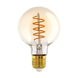 Amber G80 Ball E27 Spiral Filament Globe
