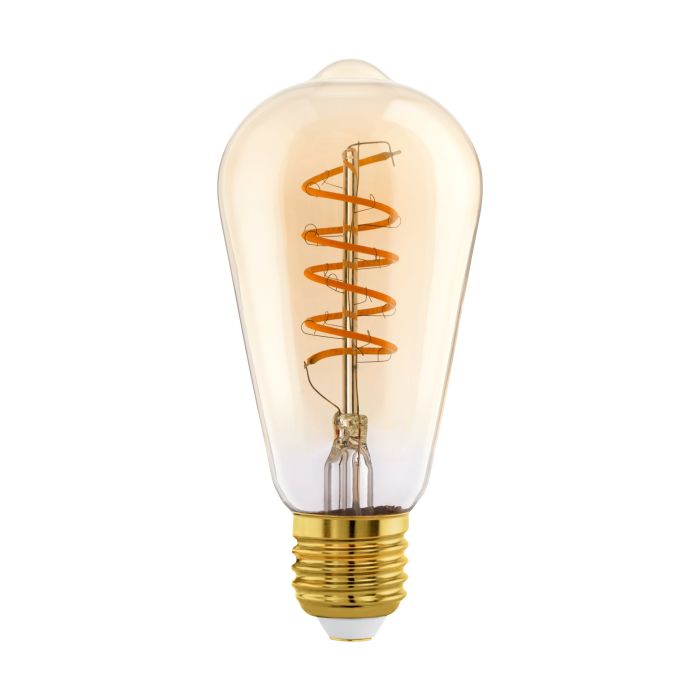 Amber ST64 Spiral Filament E27 Globe