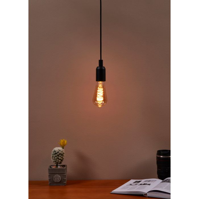 Amber ST64 Spiral Filament E27 Globe