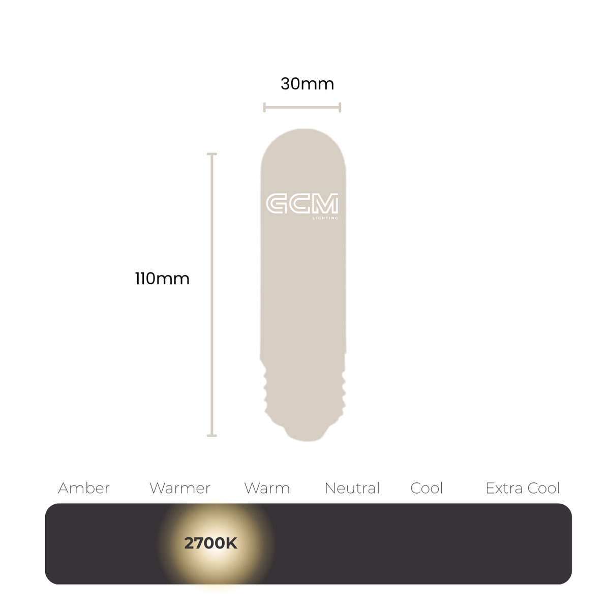 4W Tubular LED Bulb E27 Matte Finish - Warm White 2700K