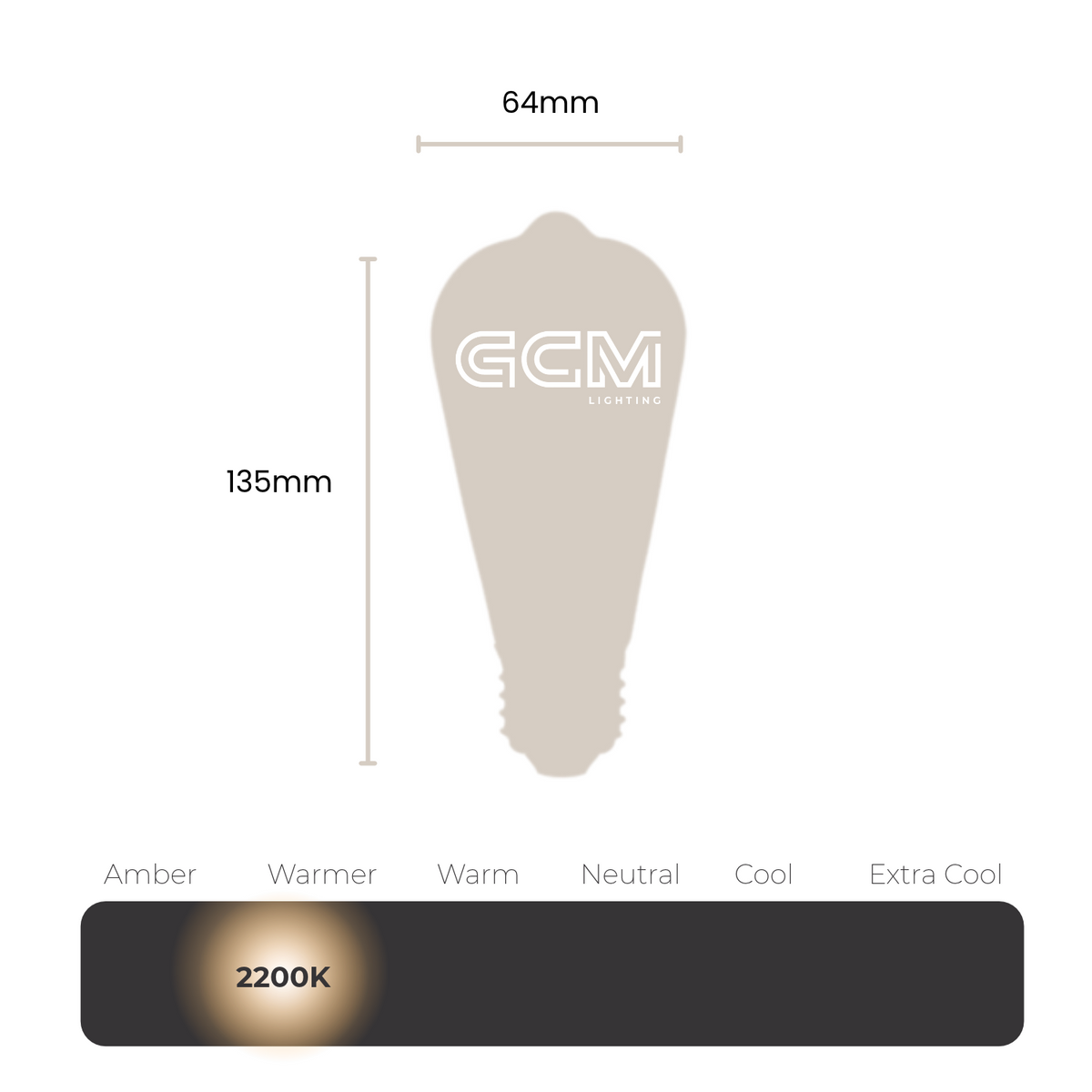 Pear ST64 E27 Globe - Clear filament - Extra Warm White 2200K - 4.2W