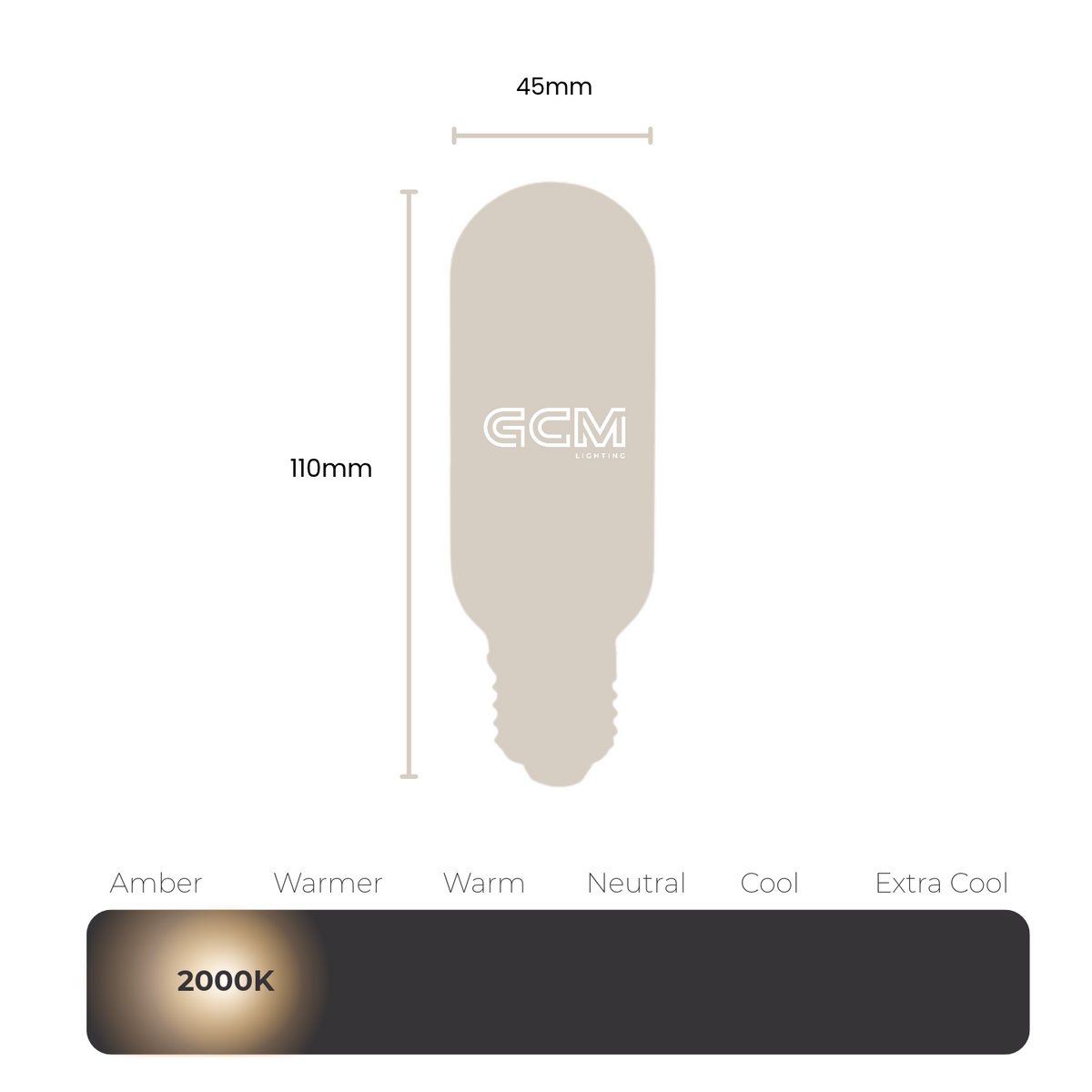 Tubular T45 Carbon Filament Globe - E27 - Extra Warm 2000K