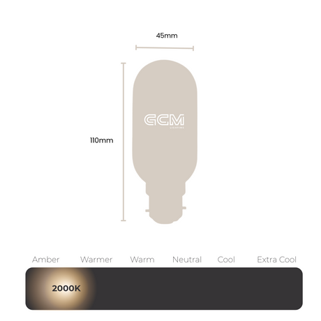 Tubular T45 Carbon Filament Globe - B22 - Extra Warm 2000K