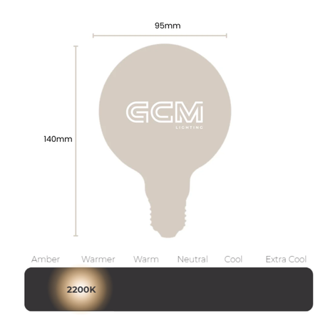 G95 Vintage Retro Filament Spiral LED E27 Globe