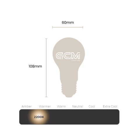 GLS A60 E27 Globe - Frost - Extra Warm White 2200K - 6.5W