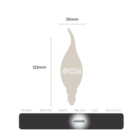 Candle E14 Flame Tip Globe - Frost - 4000K neutral white