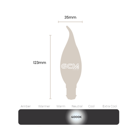 Candle B15 Flame Tip Globe - clear - 4000K neutral white