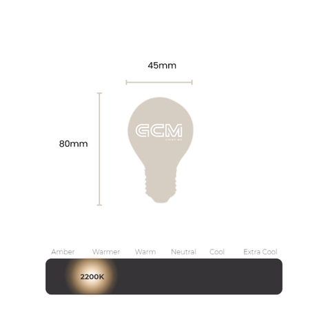 Fancy Round 4W E27 LED Clear Globe - 2200K extra warm white