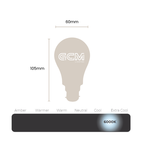 A60 GLS LED B22 - Full Opal Globe -  cool daylight