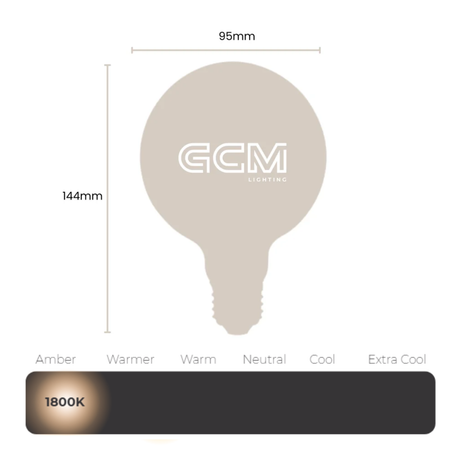 G95 E27 Vintage Decorative LED Filament Style Globe - Amber