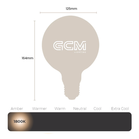 G125 E27 Vintage Decorative LED Filament Style Globe - Amber