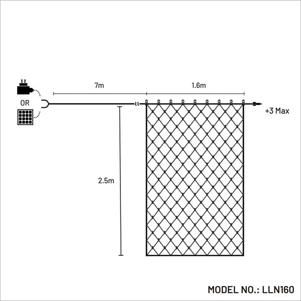 Dual Power Solar 160 LED Connectable Net Light - Warm White