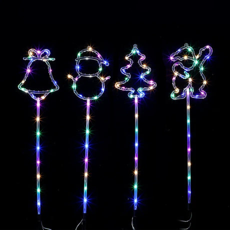 Path light with santa, tree, bell and snowman