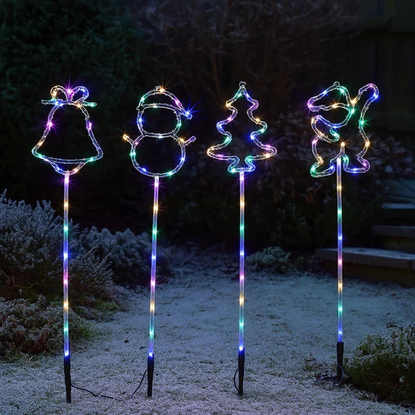 Path light with santa, tree, bell and snowman