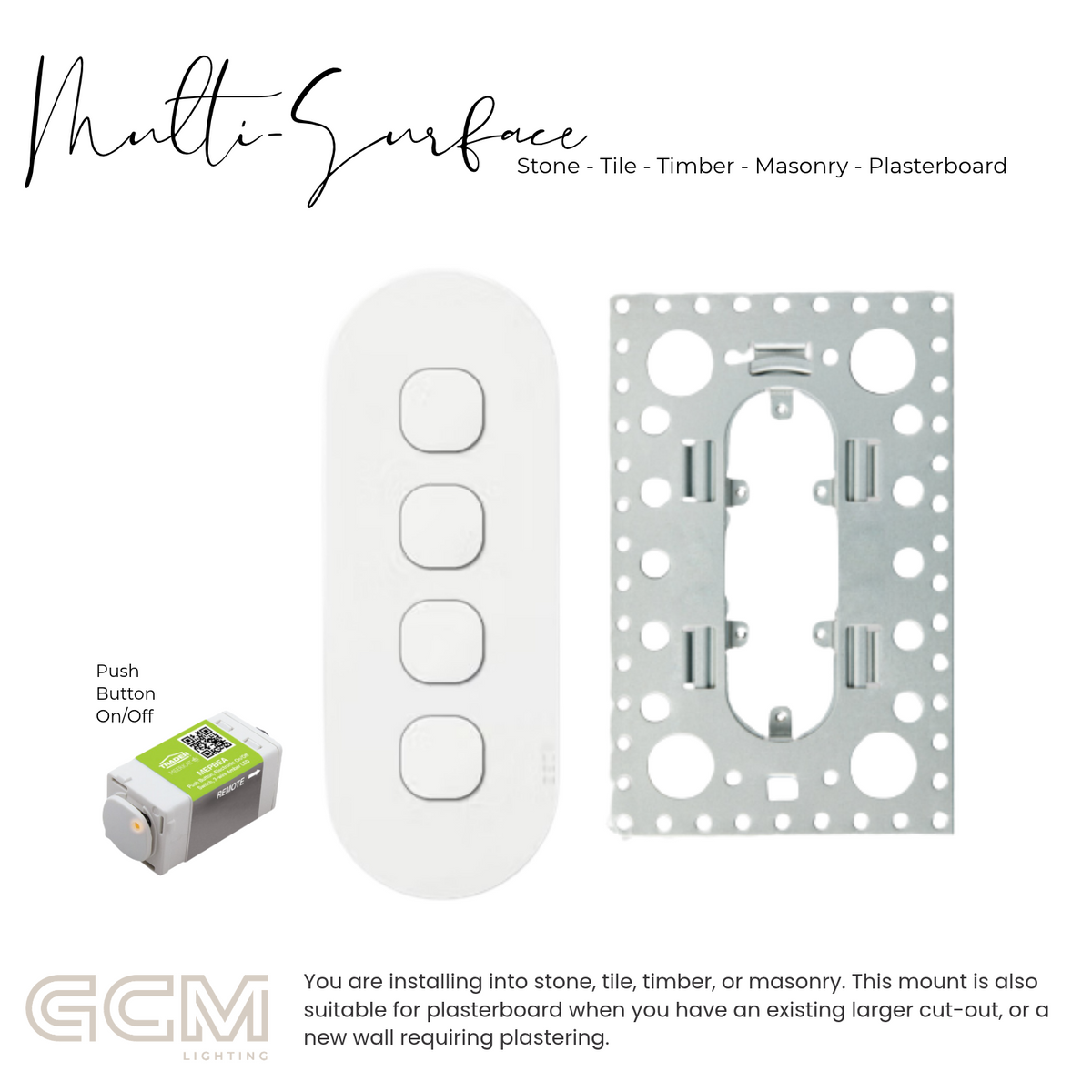ZETR - 12 / Surface - Matte White Switch 1 - 4 Gang