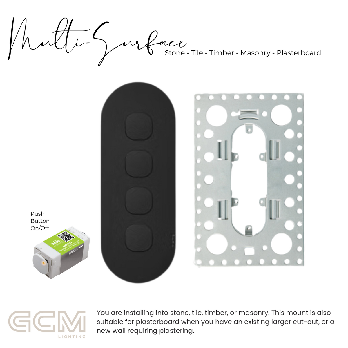 ZETR - 12 / Surface - Matte Black Switch 1 - 4 Gang