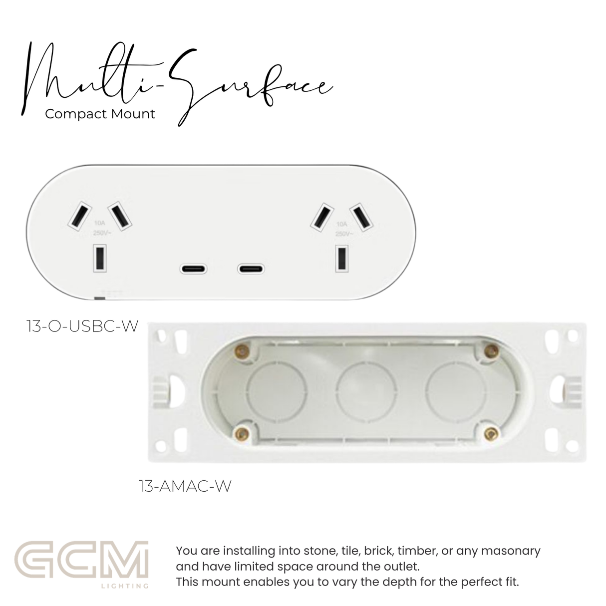 ZETR - 13 / Flush - Matte White Double Outlet USBC