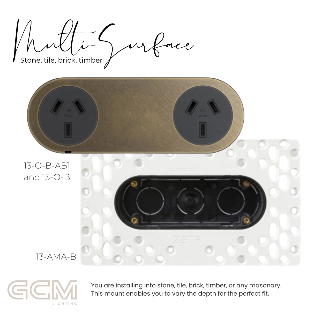 ZETR - 13 / Flush - Aged Brass Double Outlet