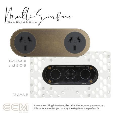 ZETR - 13 / Flush - Aged Brass Double Outlet