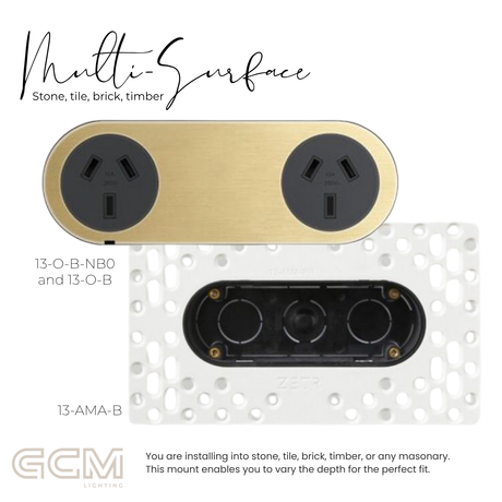 ZETR - 13 / Flush - Natural Brass Double Outlet