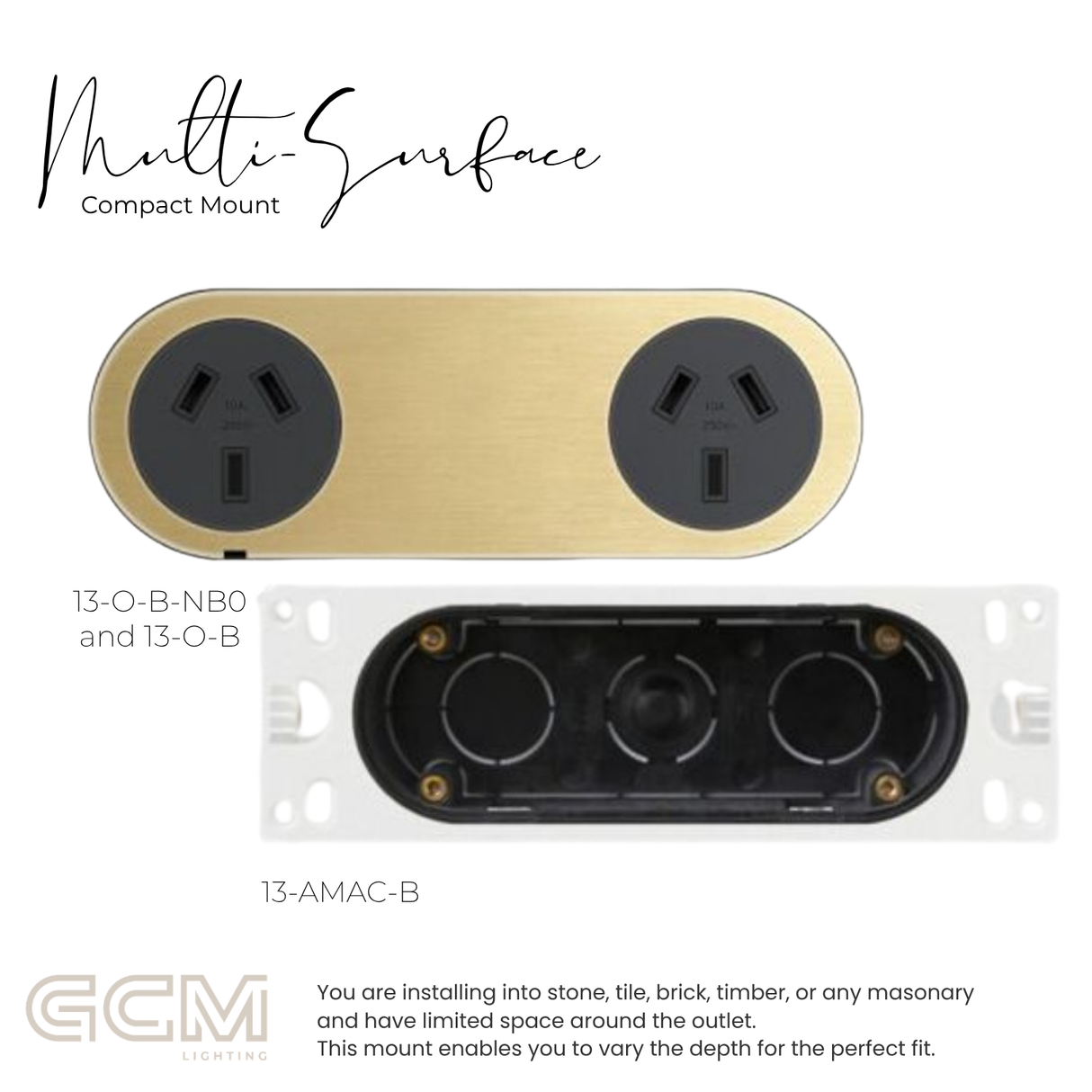 ZETR - 13 / Flush - Natural Brass Double Outlet
