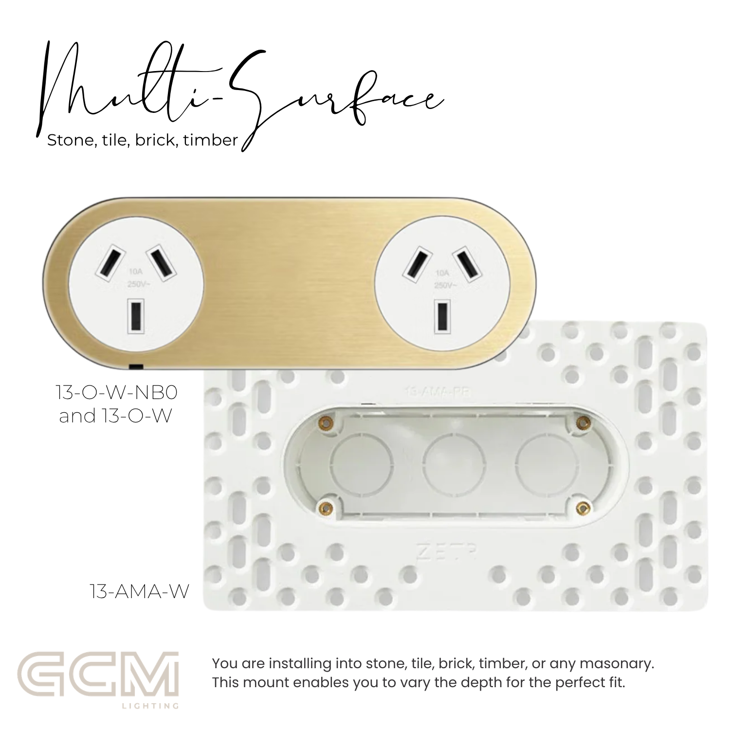 ZETR - 13 / Flush - Natural Brass Double Outlet