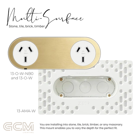 ZETR - 13 / Flush - Natural Brass Double Outlet
