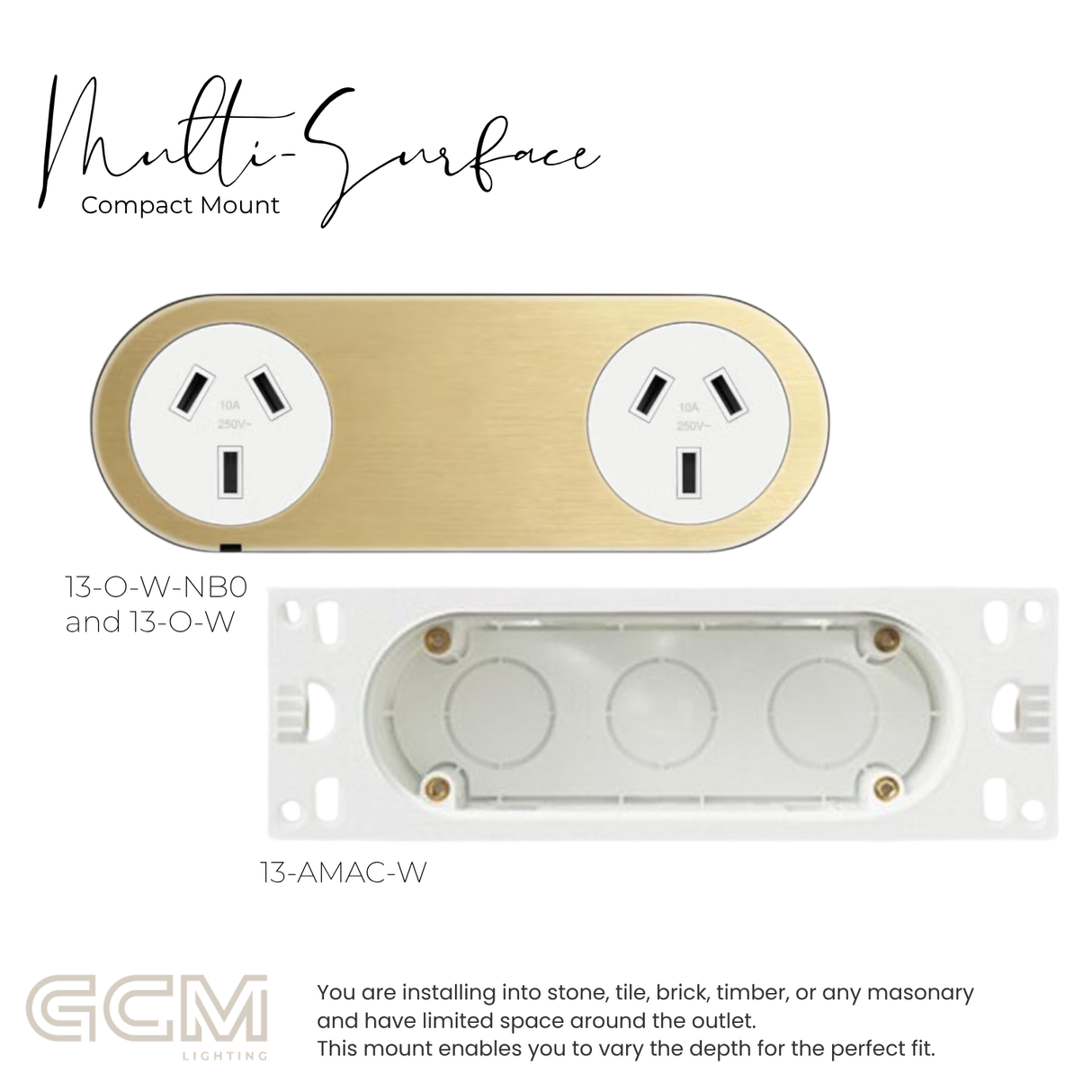 ZETR - 13 / Flush - Natural Brass Double Outlet
