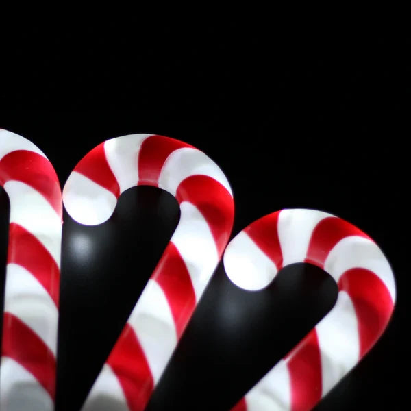 Dual Power Solar Set of 6 LED Candy Cane Stakes Path Light