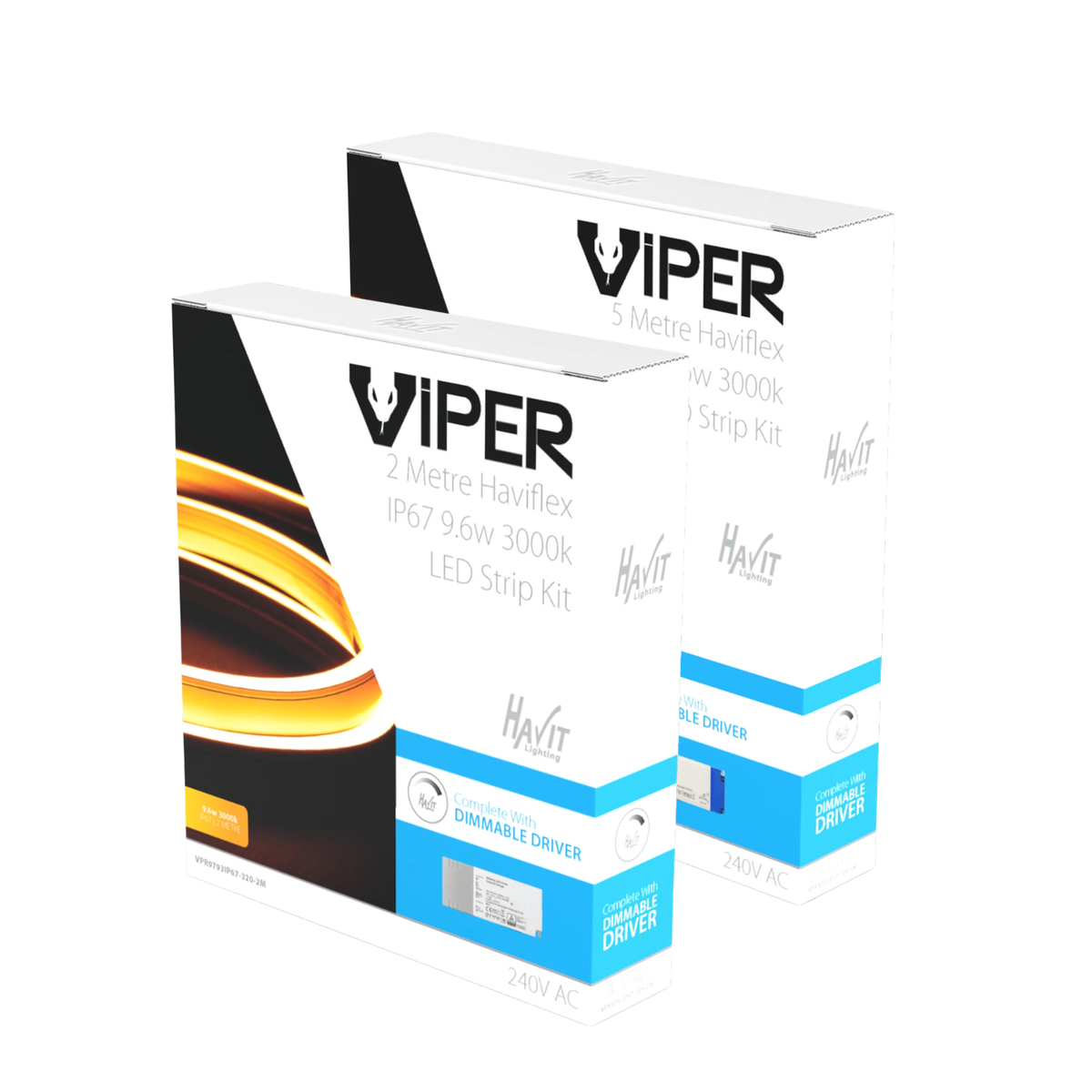 Viper Side Bend Haviflex 9.6w LED COB Strip - 3000K Plug-and-Play DIY Kit