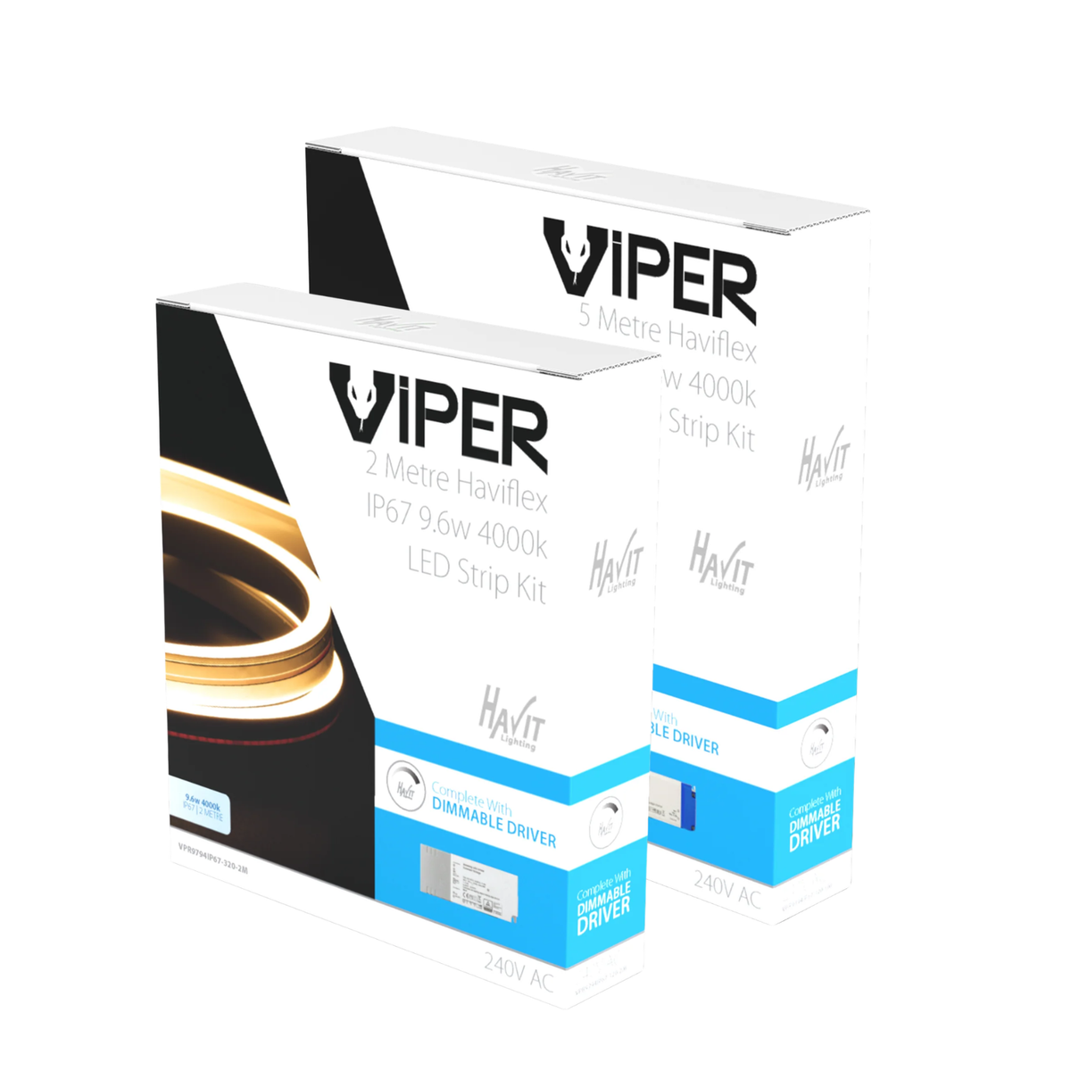 Viper Side Bend Haviflex 9.6w LED COB Strip - 4000K Plug-and-Play DIY Kit